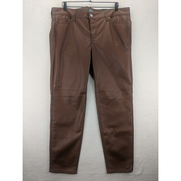 Torrid Perfect Skinny Faux Leather High Rise Pants 16T NWT Root Beer/Brown - Picture 1 of 13